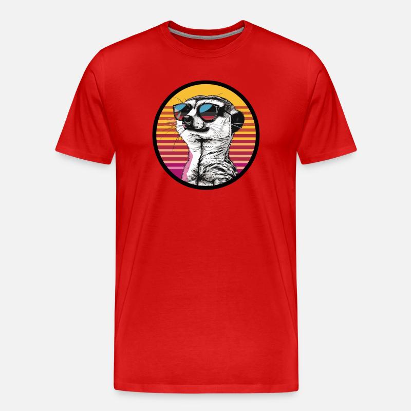 Wiesel in Retro Sonnenbrille - Männer Premium Bio T-Shirt - Rot