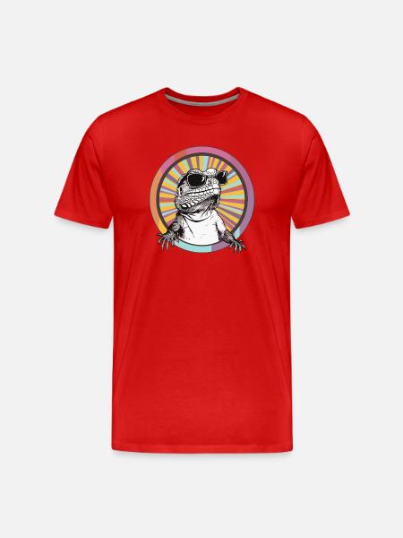 Lizard in Retro Sunglasses Iguana - Men's Premium Organic T-Shirt - red