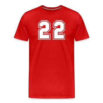 Sportliches Zahlendesign 22 - Männer Premium Bio T-Shirt - Rot - Vorne - Damien (186cm)