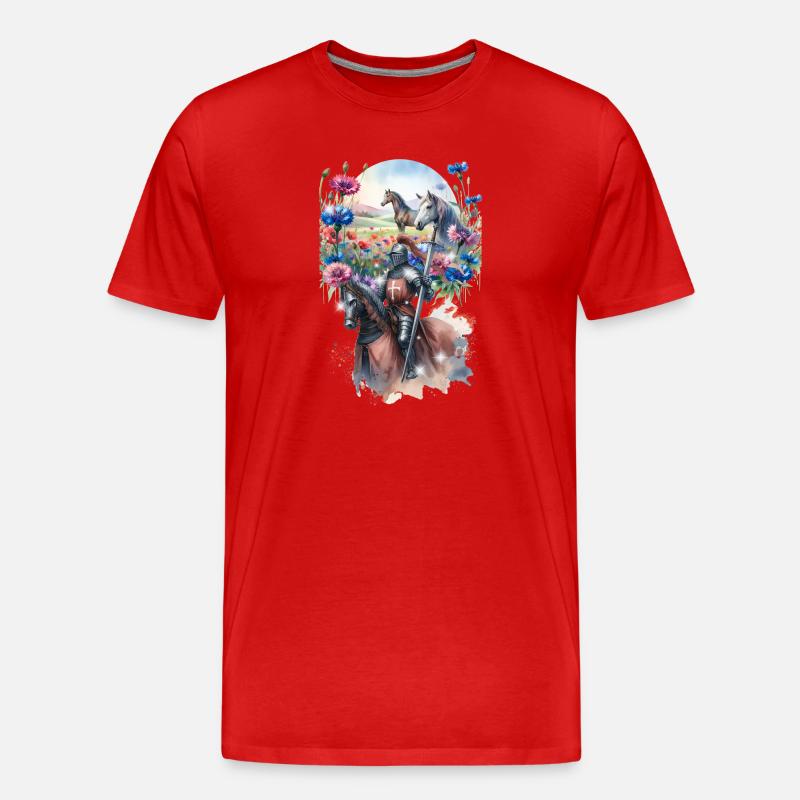 Ritter Märchen Pferd Kinder Mittelalter - Männer Premium Bio T-Shirt - Rot