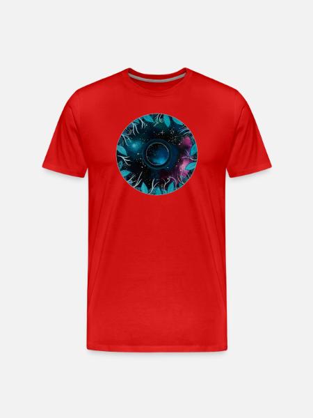 Galactic Leaf Wreath Motif - Men's Premium Organic T-Shirt - red