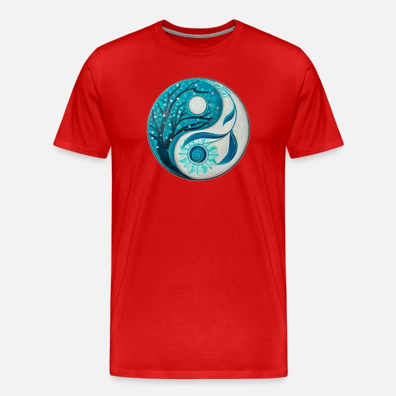 Yin Yang with Tree and Spiral - Men's Premium Organic T-Shirt - red