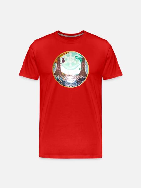 Mystical Nature Connection Illustration - Men's Premium Organic T-Shirt - red
