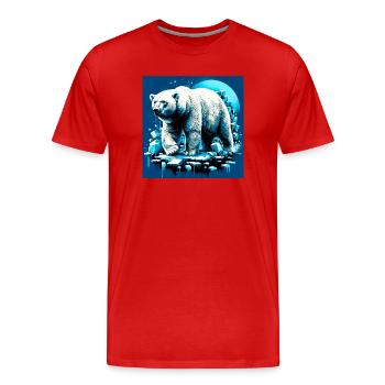 ours blanc - T-shirt bio Premium Homme - rouge - Devant - Damien (186cm)