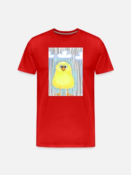 Cute yellow duckling in rain - Men's Premium Organic T-Shirt - red