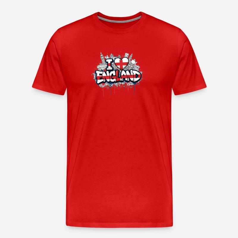 Drapeau de l’Angleterre Love Graffiti Design - T-shirt bio Premium Homme - rouge