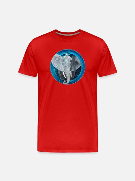 Elephant Mandala in Fantasy Style - Men's Premium Organic T-Shirt - red