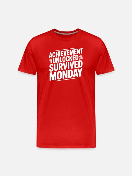 Achievement Unlocked Survived Monday - Men's Premium Organic T-Shirt - red