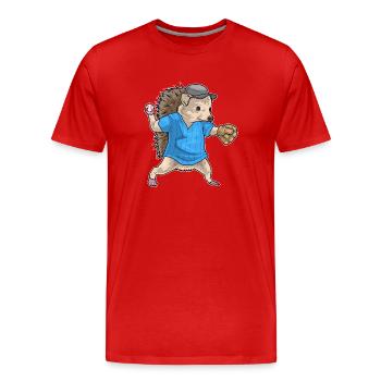 Hérisson Baseball Gant de Baseball - T-shirt bio Premium Homme - rouge - Devant - Damien (186cm)
