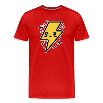 Adorable lightning bolt with kawaii face - Men's Premium Organic T-Shirt - red - Front - Damien (186cm)
