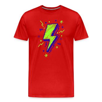 Éclairs illustrés en vert et bleu - T-shirt bio Premium Homme - rouge - Devant - Damien (186cm)