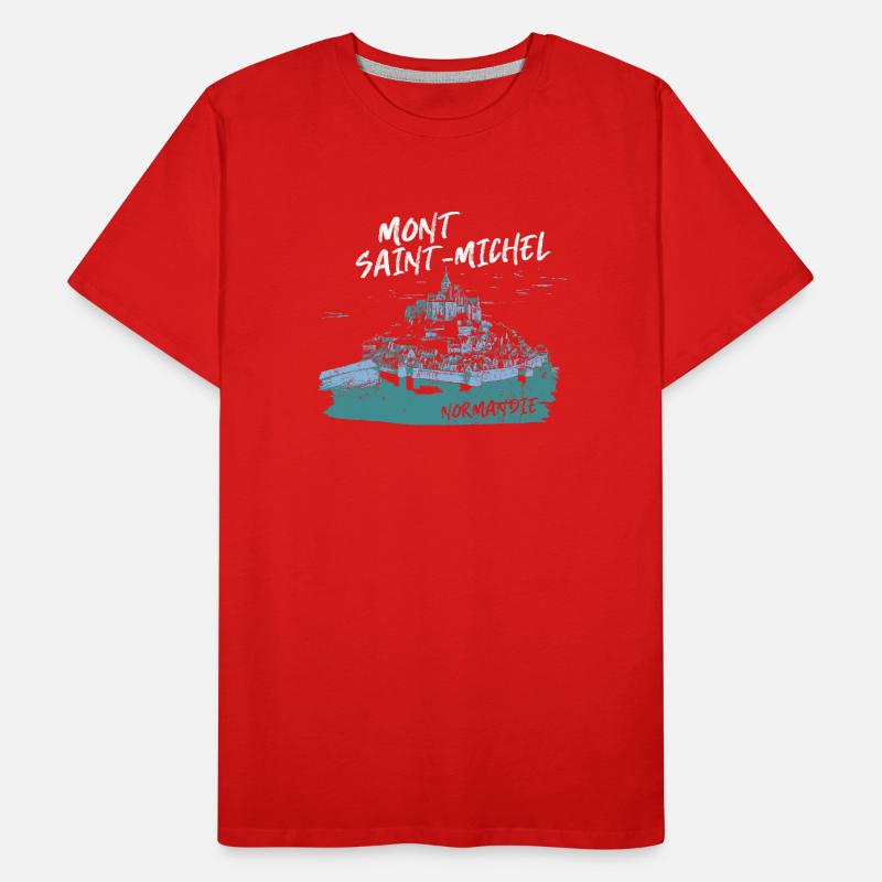 Mont Saint-Michel Aquarelle Bleue T-shirt bio Premium Homme