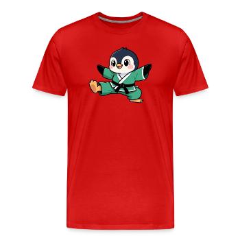 Mignon Pingouin Karaté Bande dessinée Arts Martiaux Enfants - T-shirt bio Premium Homme - rouge - Devant - Damien (186cm)