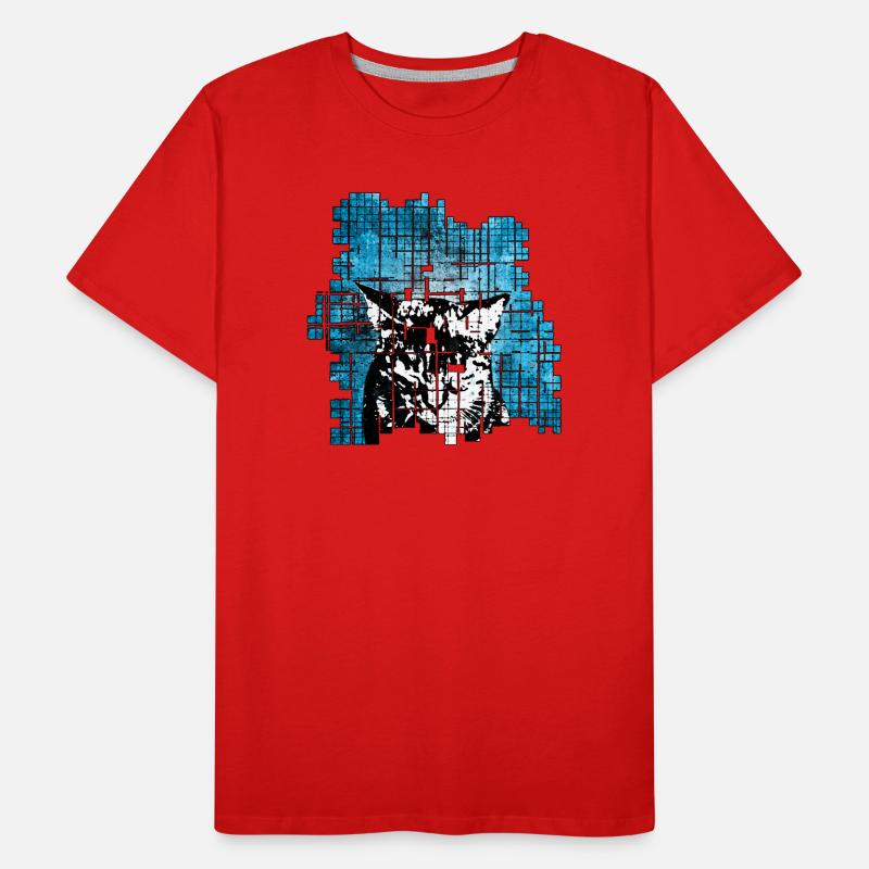 Graffiti-Stil Katzenporträt mit blauer Explosion Männer Premium Bio T-Shirt