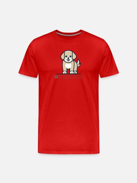 Cute Dog Motif Cartoon Design - Men's Premium Organic T-Shirt - red