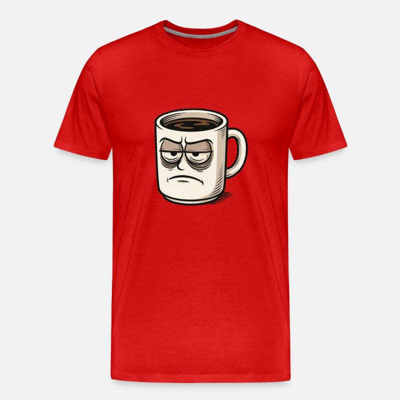 Coffee cup with grumpy face - Men's Premium Organic T-Shirt - red