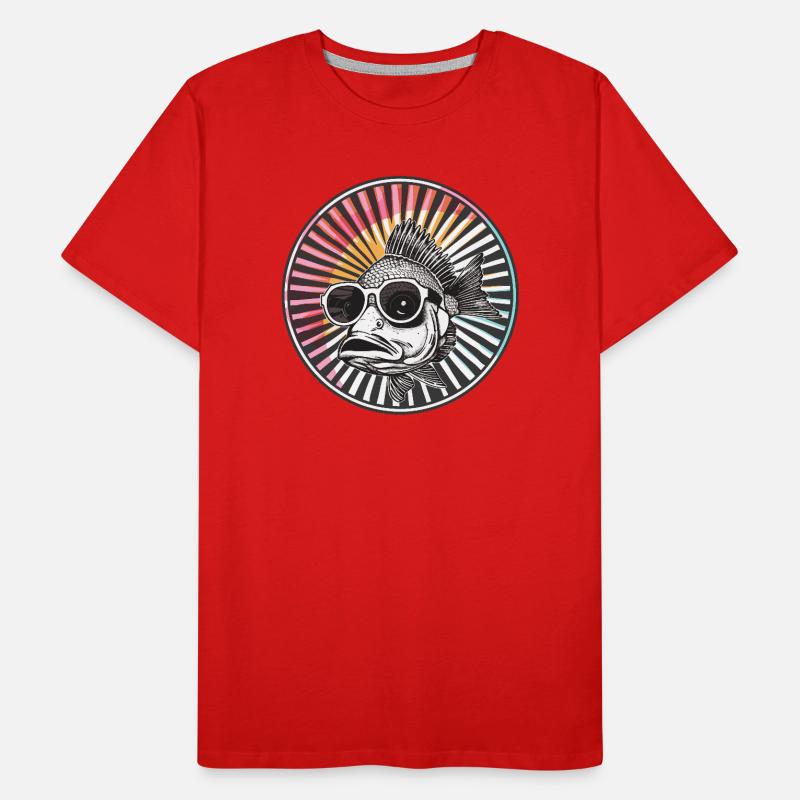 Fish with sunglasses in retro design Men's Premium Organic T-Shirt