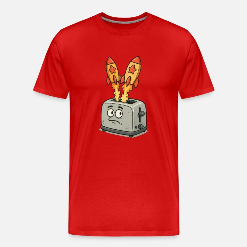 Weltraum-Raketen im Toaster - Männer Premium Bio T-Shirt - Rot