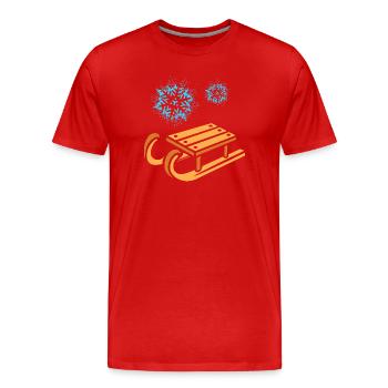 Sleigh with snowflakes cartoon - Men's Premium Organic T-Shirt - red - Front - Damien (186cm)