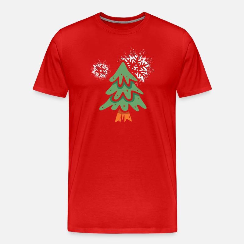 Weihnachtsbaum mit Schneeflocken - Männer Premium Bio T-Shirt - Rot