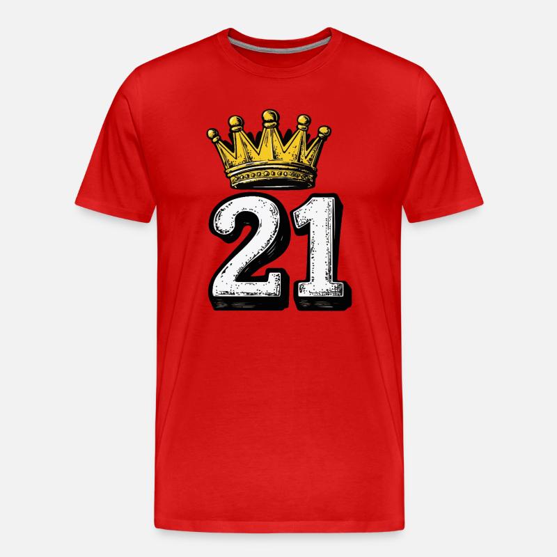 21 Zahl Krone - Männer Premium Bio T-Shirt - Rot