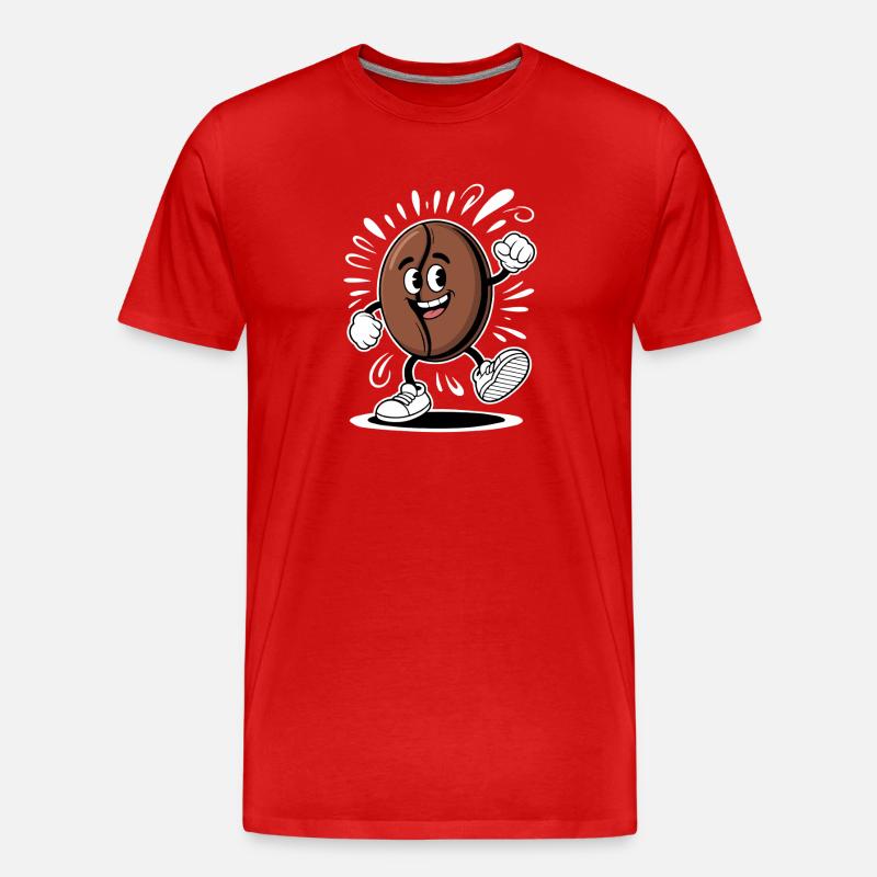 Dancing Coffee Bean Cartoon Coffee - Männer Premium Bio T-Shirt - Rot