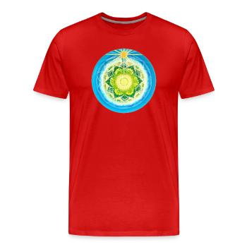 Lebendiges lichtvolles Mandala - Männer Premium Bio T-Shirt - Rot - Vorne - Damien (186cm)