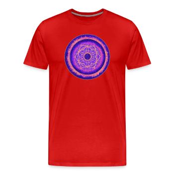 Mandala Design in violett, blau und orange - Männer Premium Bio T-Shirt - Rot - Vorne - Damien (186cm)