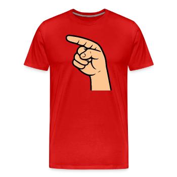 Hand Zeigefinger Comic - Männer Premium Bio T-Shirt - Rot - Vorne - Damien (186cm)