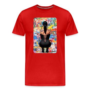 Urban T-Shirt Rebel Beauty unter Urban Graffiti - Männer Premium Bio T-Shirt - Rot - Vorne - Damien (186cm)