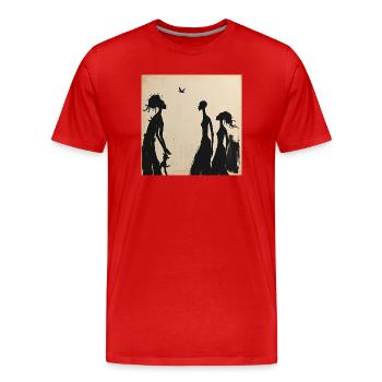 Feminine Silhouetten und minimalistischer Vogel - Männer Premium Bio T-Shirt - Rot - Vorne - Damien (186cm)