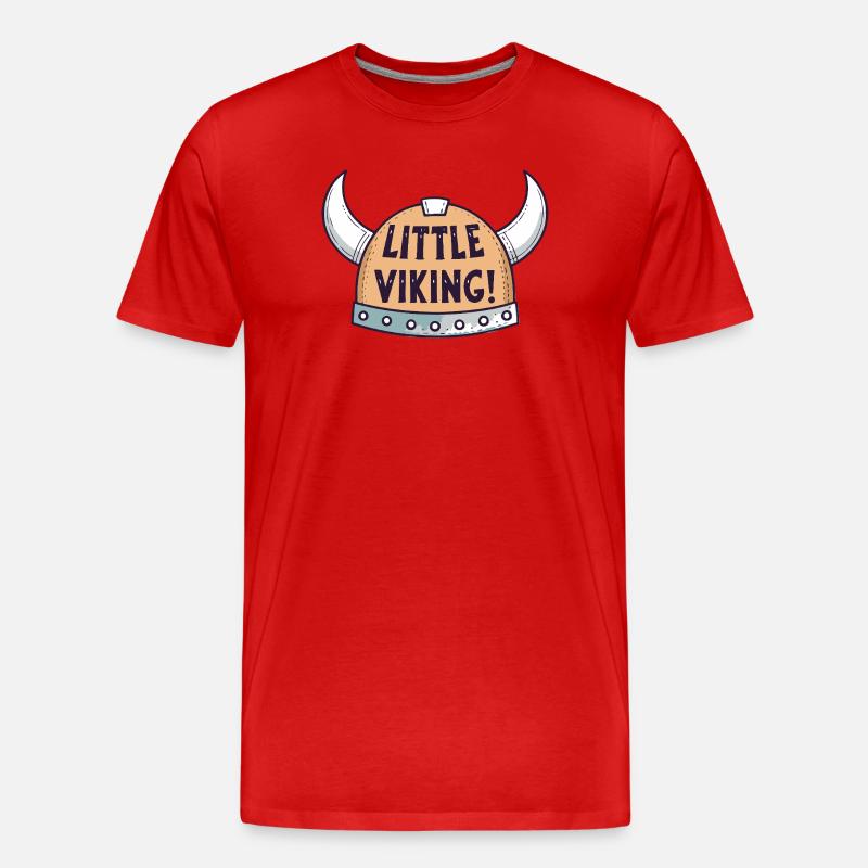 Kleiner Wikinger mit gehörntem Helm - Männer Premium Bio T-Shirt - Rot