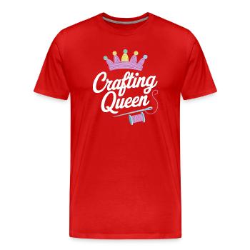 Handwerkskönigin mit Krone und Nadel - Männer Premium Bio T-Shirt - Rot - Vorne - Damien (186cm)