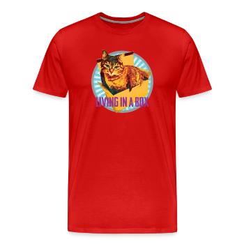Katzenliebhaber - Im Karton :-) - Männer Premium Bio T-Shirt - Rot - Vorne - Damien (186cm)