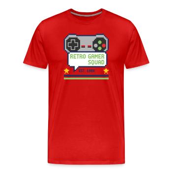 Retro Gamer Squad - für Gamer - Männer Premium Bio T-Shirt - Rot - Vorne - Damien (186cm)