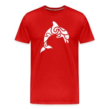 Tribal Delphin – Tattoo & Meer Freiheit - Männer Premium Bio T-Shirt - Rot - Vorne - Damien (186cm)