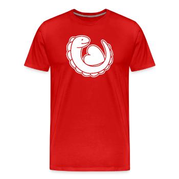 Lézard avec cœur – Gecko, amour et symbole de protection - T-shirt bio Premium Homme - rouge - Devant - Damien (186cm)