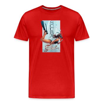Scuba Girl Taucherin Design - Männer Premium Bio T-Shirt - Rot - Vorne - Damien (186cm)