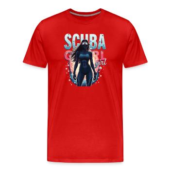 Scuba Girl Taucherin Design - Männer Premium Bio T-Shirt - Rot - Vorne - Damien (186cm)