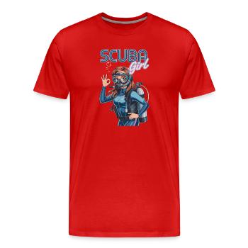 Scuba Girl Taucherin Design - Männer Premium Bio T-Shirt - Rot - Vorne - Damien (186cm)