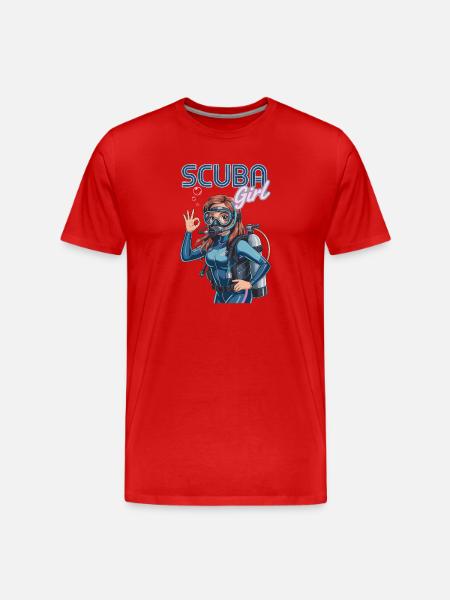 Scuba Girl Diver Design - Men's Premium Organic T-Shirt - red