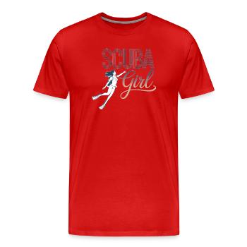Scuba Girl Taucherin Design - Männer Premium Bio T-Shirt - Rot - Vorne - Damien (186cm)