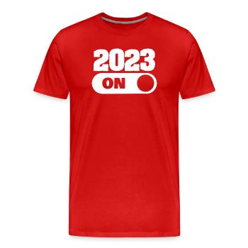 2023 - Männer Premium Bio T-Shirt - Rot - Vorne - Damien (186cm)