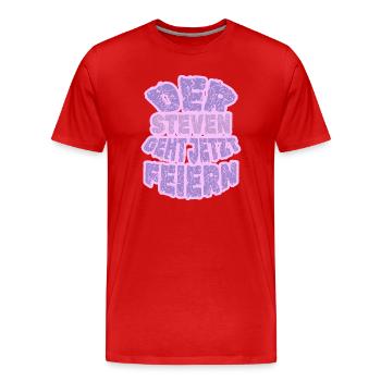 Geschenk für Steven - Männer Premium Bio T-Shirt - Rot - Vorne - Damien (186cm)