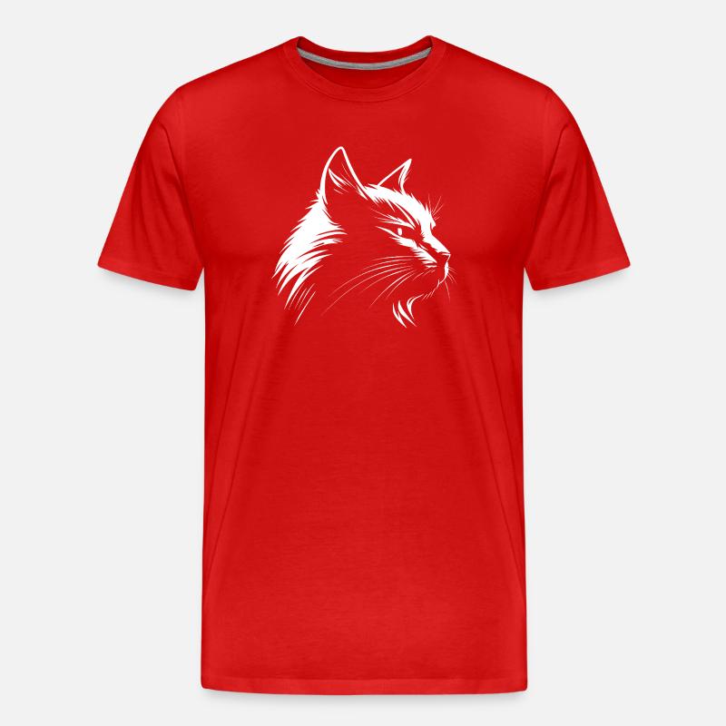 Katze weiß :-) - Männer Premium Bio T-Shirt - Rot