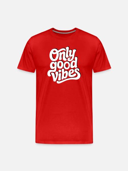 Positive Vibes Hand Lettering Design - Men's Premium Organic T-Shirt - red