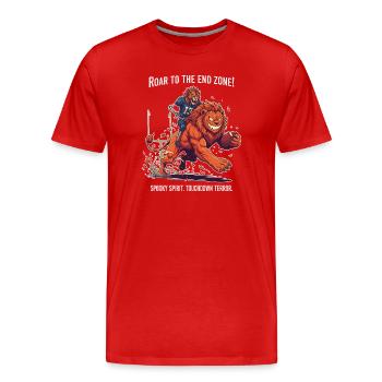 Spooky Touchdown Terror - Männer Premium Bio T-Shirt - Rot - Vorne - Damien (186cm)