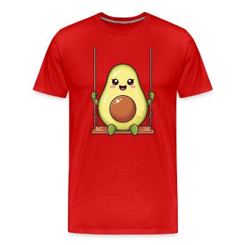 Süßer Avocado Cartoon gesund vegan Gemüse Essen - Männer Premium Bio T-Shirt - Rot - Vorne - Damien (186cm)