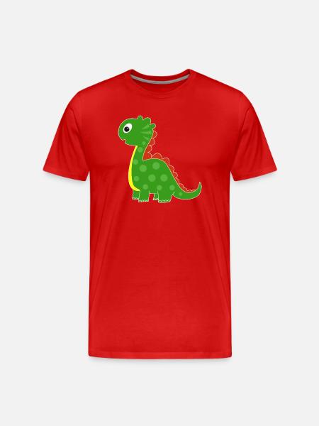 Green dino with bright dots - Men's Premium Organic T-Shirt - red