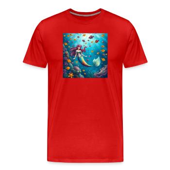 Unterwasser Mermaid Farbenspiel - Männer Premium Bio T-Shirt - Rot - Vorne - Damien (186cm)